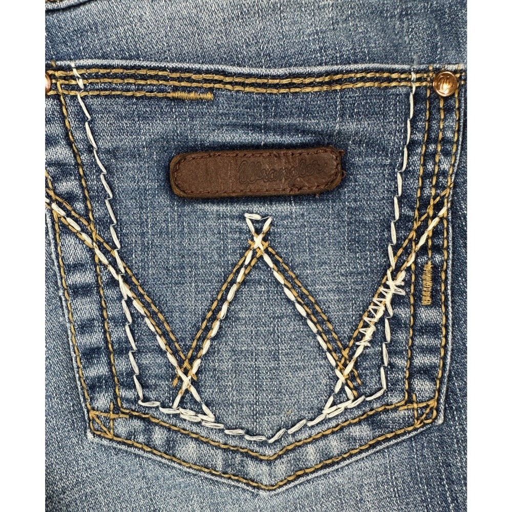 Wrangler Retro Mae Jeans 5x34 Mid Rise Faded Blue Western Flare Boot Cut Retro - Picture 11 of 14